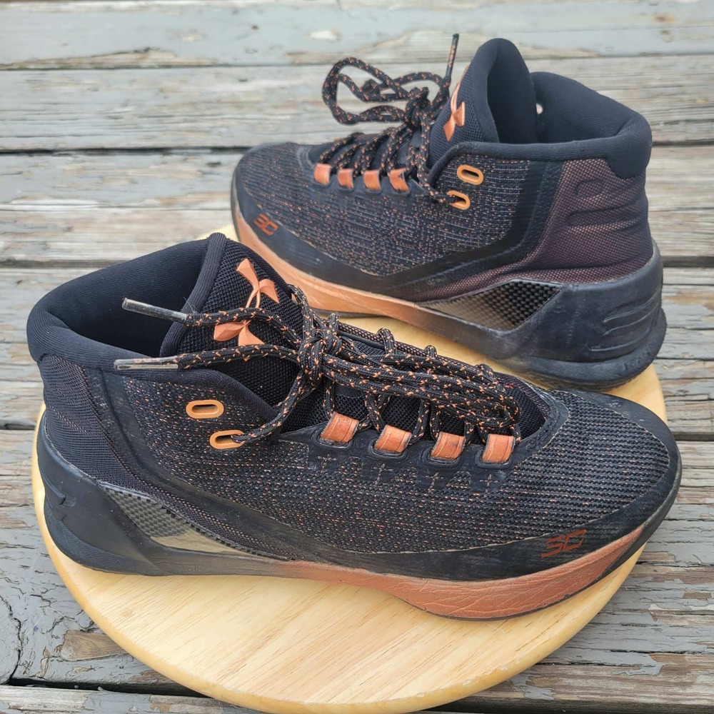 Under Armour Curry 3 Basketball Shoes Mens 8 Black Copper 1299665-001 Mid Top